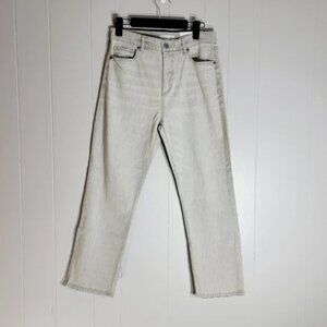 Loft Curvey High Waist Straight Cropped Jeans Light Gray Size 28